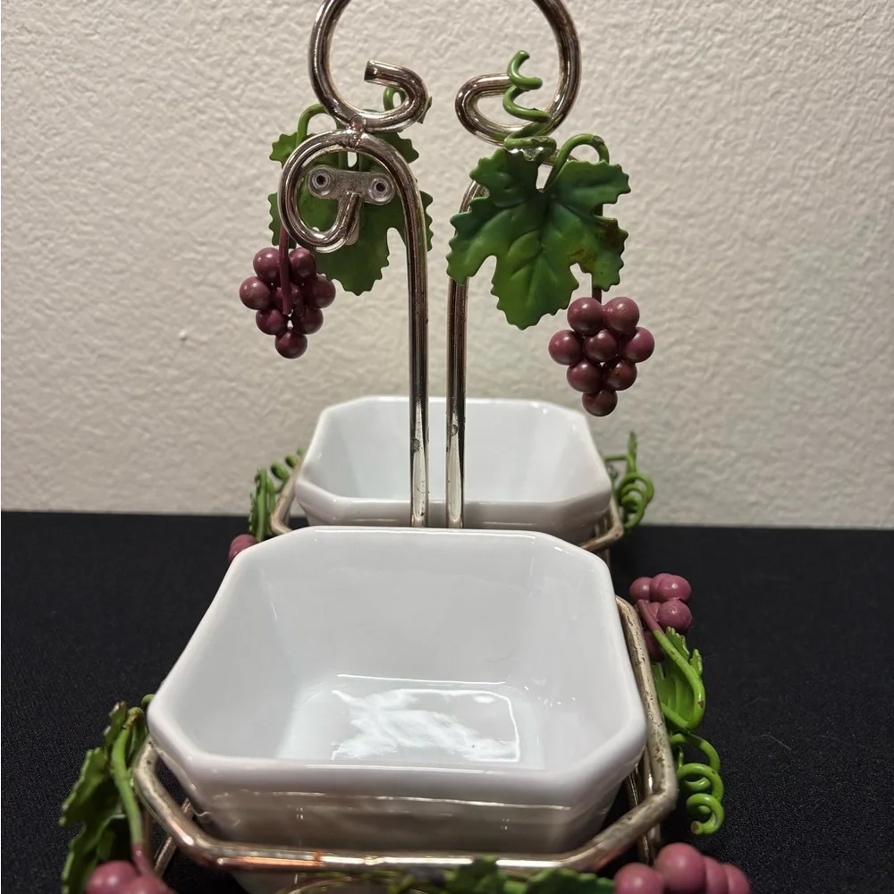 Vintage Mikasa Gem Relish Nuts Olives Caddy Grape Clusters Elegant Serving Set
